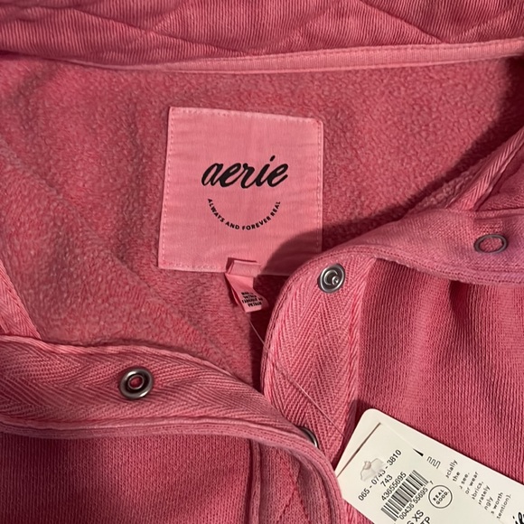 aerie Pink Quilted Funnel Neck Pullover Sweatshirt - Picture 3 of 4